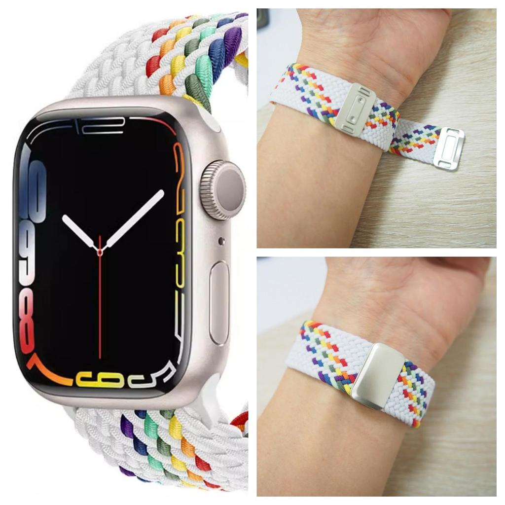 Совместимый эластичный плетеный нейлоновый магнитный ремешок для Apple Watch 4, 5, 6 и iWatch 7, 8, 9