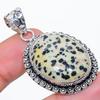 Dalmation Jasper Gemstone 925 Sterling Silver Jewelry Pendant 1.89" SU-10727