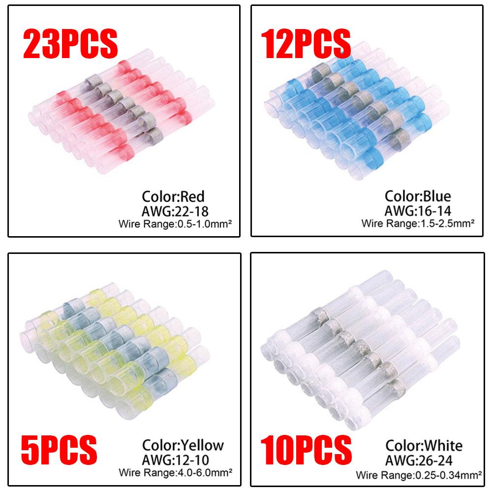 50-1200PCS Waterproof Solder Seal Wire Connectors Heat Shrink Butt Crimp Terminals Electrical Cable Splice for Automotive Marine