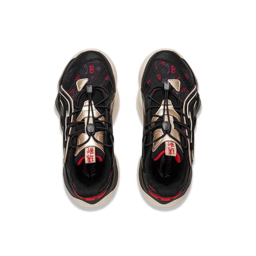 Li Ning Kids Sports Lifestyle Series Color Block Fashion Classic Antibacterial Casual Shoes Kids Casual Shoes Black YKCQ198-27