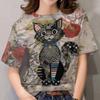 Summer T-Shirt Women 3D Printing Cute Cat Fashion Tee 2022 New Harajuku Animal T Shirt Short Sleeve Oversized Clothing Camiseta