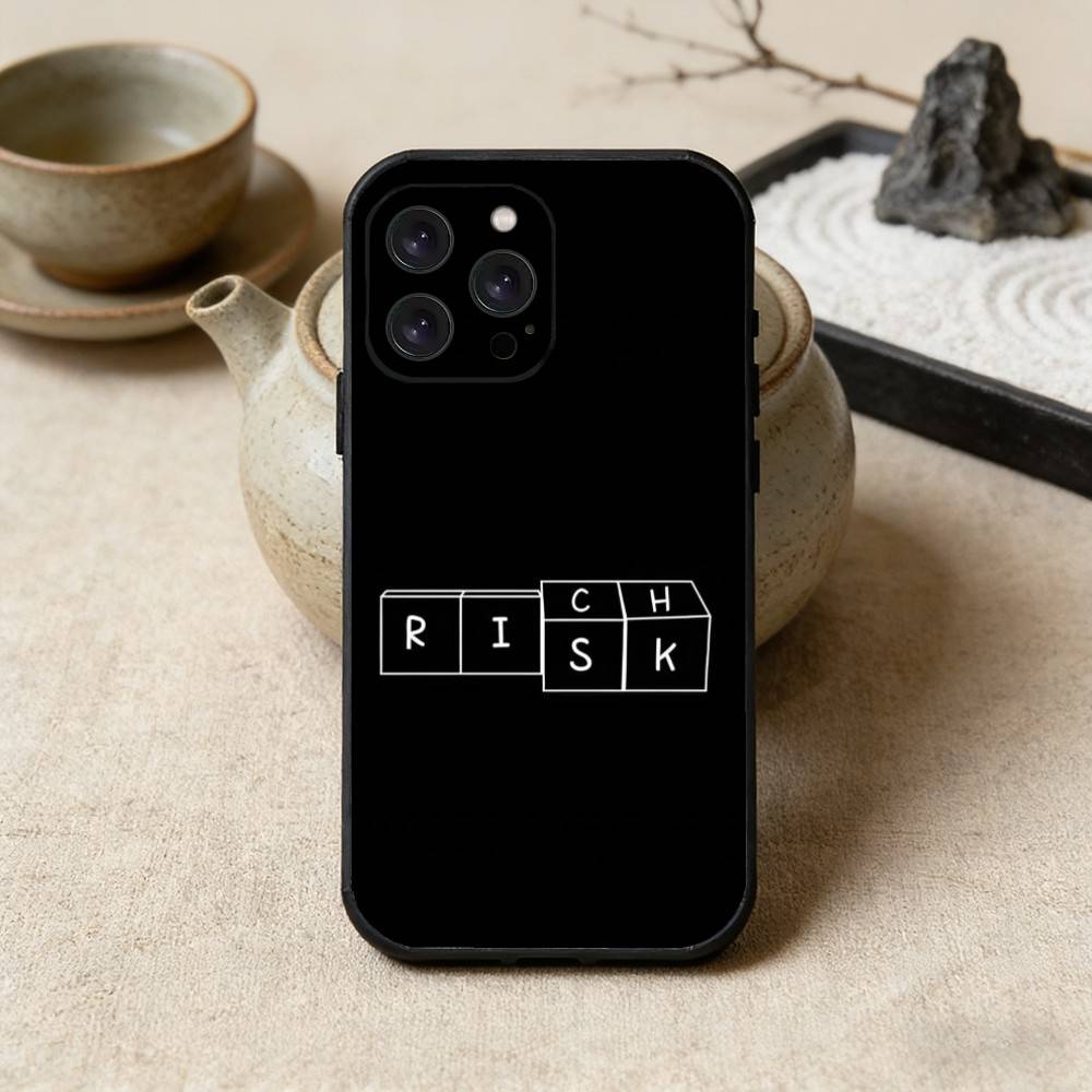 Чехол для телефона Day Trader Trading RISK RICH для iPhone 17, 16, 15, 14, 13, 12 Plus, Max, Мягкий силикон, Черный