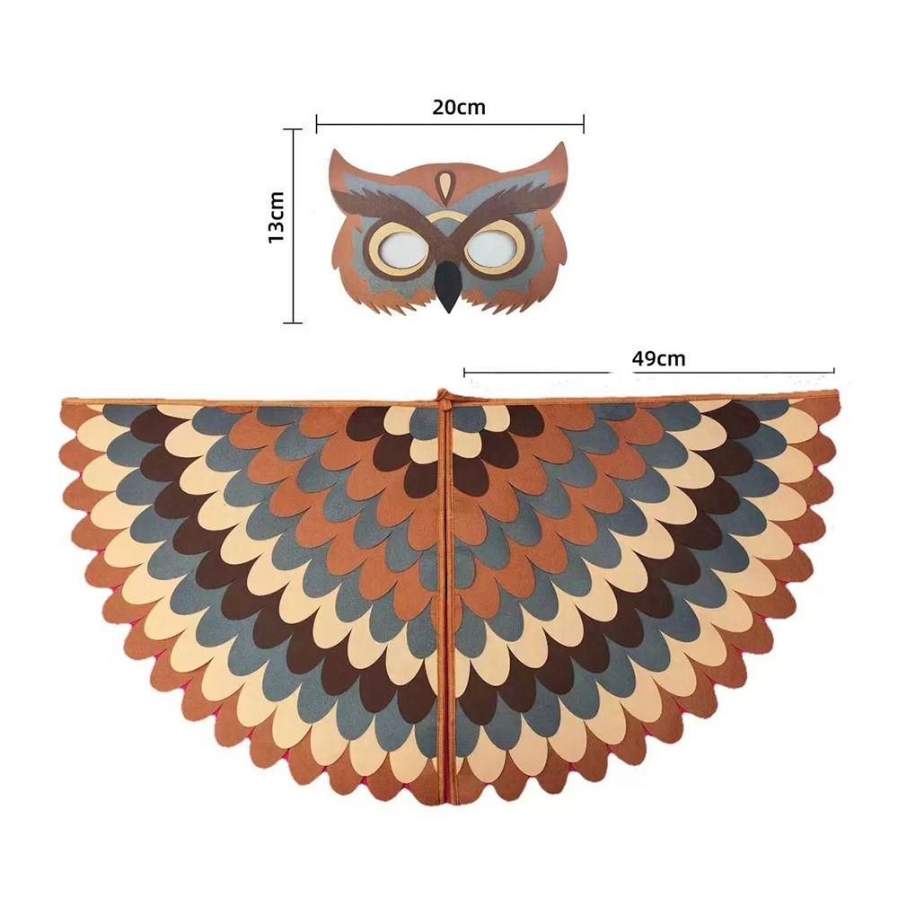 Peacock Owl Animal Bird Wings+Mask Suit Stage Performance Felt Winged Cloak Halloween Felt Cape
