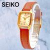 Б/у Рабочее item SEIKO SPIRIT женские часы квадратные новый ремешок 3 стрелки 1F21-5B20 прямоугольные золотые винтажные