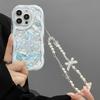 Blue Ocean Jellyfish Pattern Clear Phone Case For iPhone 11 12 13 14 15 16 17 Pro Max 16E 17E With Lanyard Wavy-edge Soft Cover