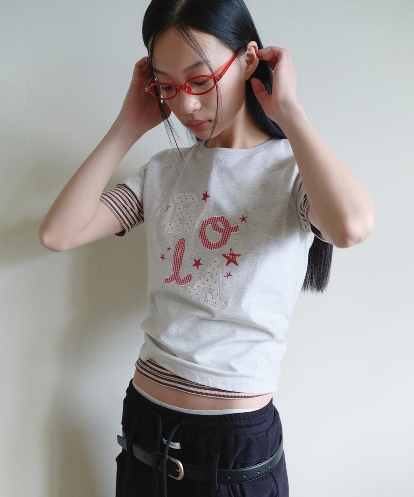 ROLAROLA Rola Lettering Patchwork T-Shirt Melange White
