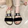 In the Summer of 2025, the New Flat-bottomed One-word Sandals for Women Wear Fluffy Slippers, Multi-color and Versatile Fashion Slippers.