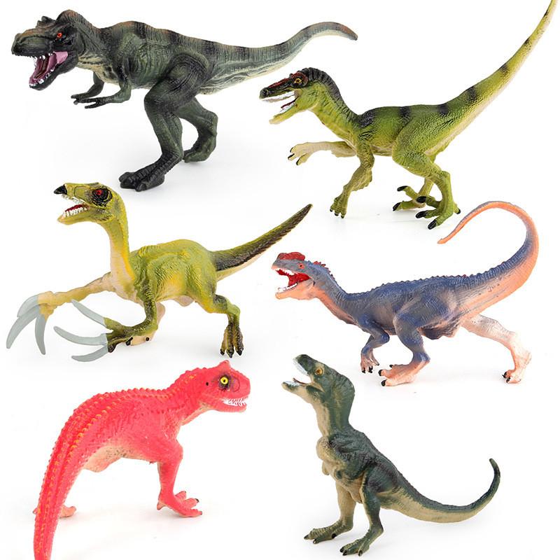 Detailed Jurassic Dinosaur Figurines Set Pvc T-rex Raptor Forest Playset For Children