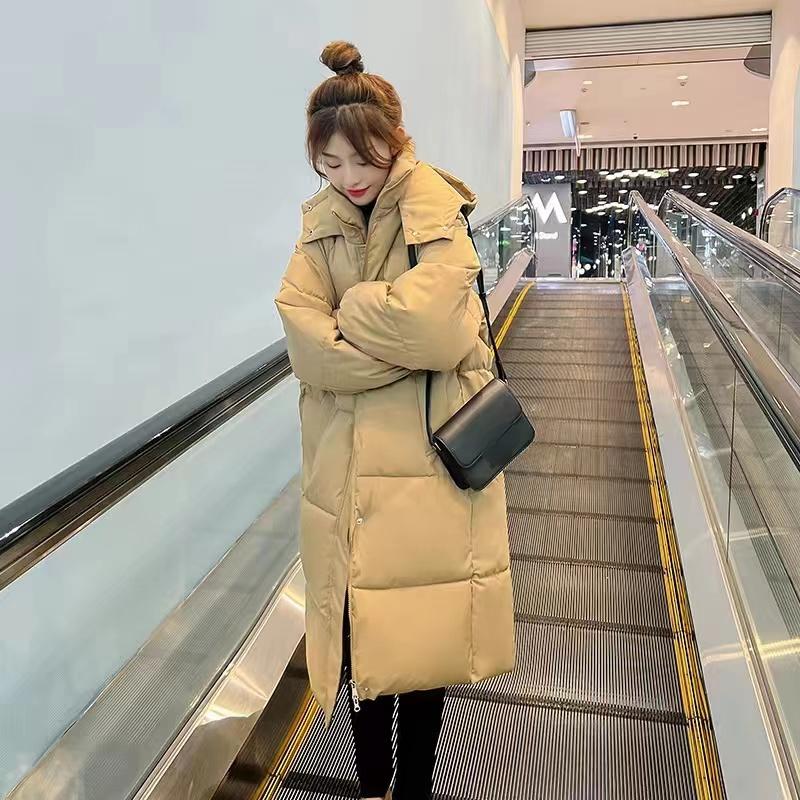 Новое модное осенне-зимнее женское зимнее пальто с капюшоном и большим карманом, глянцевое длинное теплое пальто, женская куртка-пуховик, ватное пальто с хлопковой подкладкой