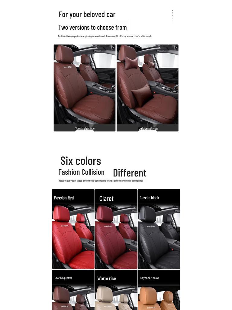 Buick Envision All-Season Full Surround Leather Seat Cushion with Embroidered Logo for Five Seats