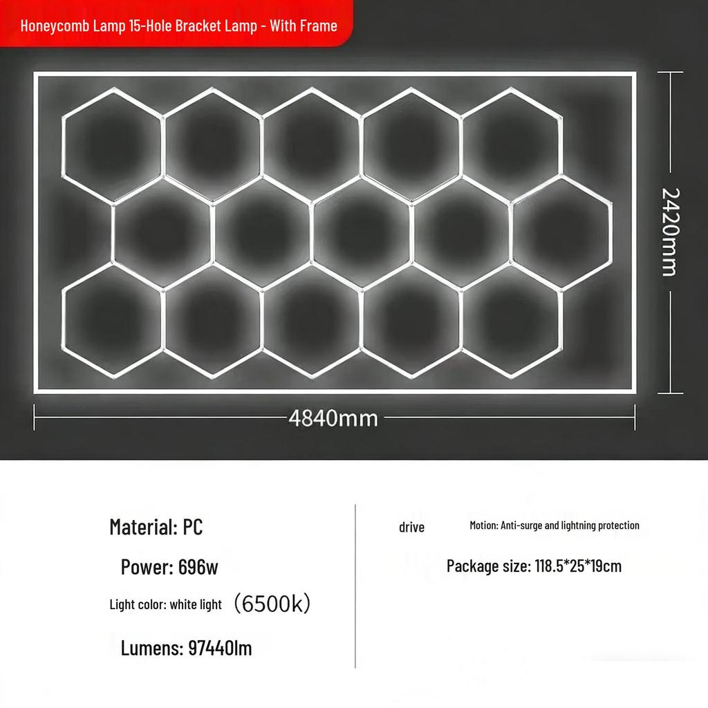 Hexagonal Garage Light: Car Wash, Detail Bay, Gym, Entertainment, Three-Proof Honeycomb Light