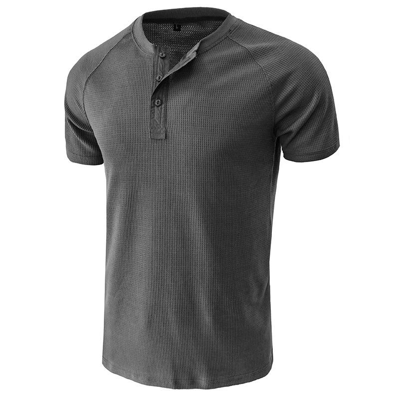 Men's Slim Fit Short Sleeve Waffle Henley Shirts Casual Athletic Workout T-Shirts for Men 3-Button Sports Tee Shirt Summer Moisture Wicking Basic Tops