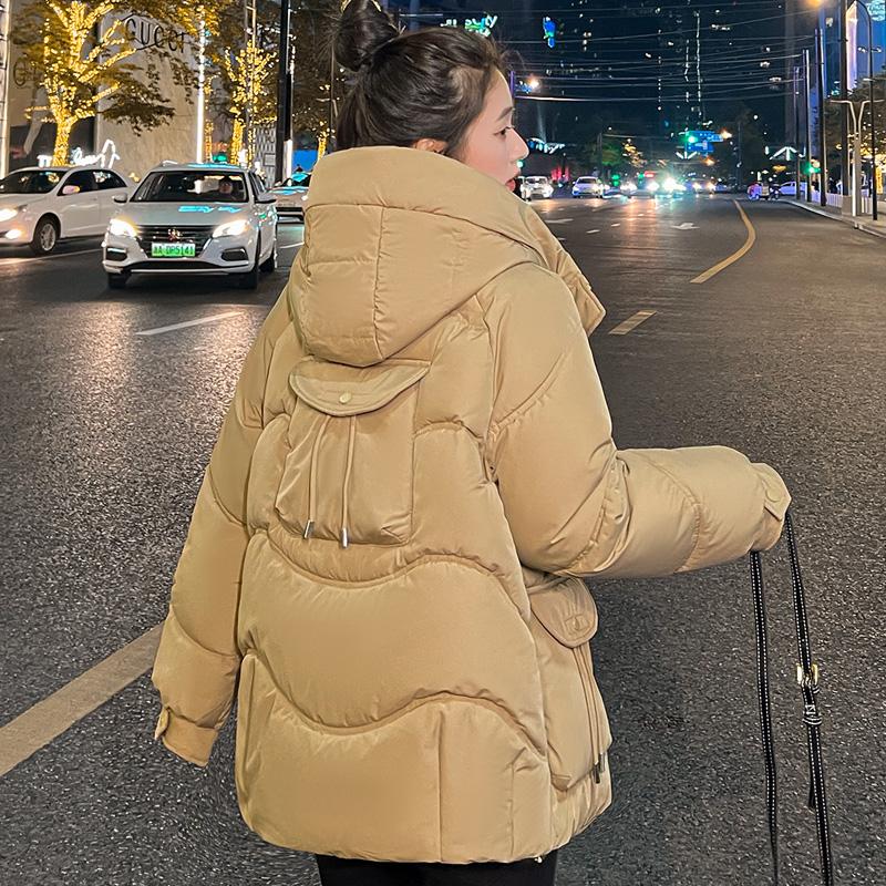 Женская осенне-зимняя теплая куртка с капюшоном и длинным рукавом на молнии с большим карманом
