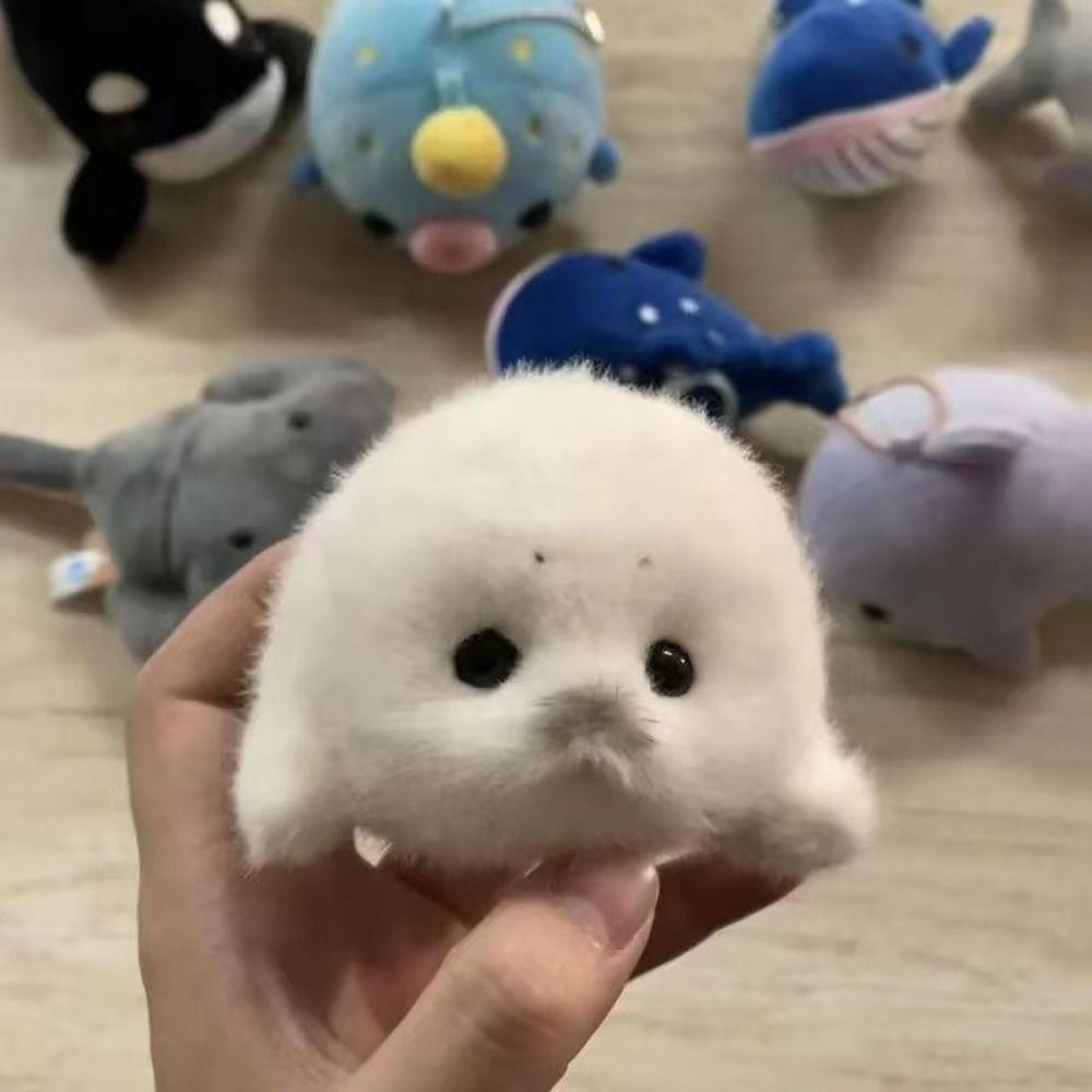 2 Pcs Simulation Style Seal Doll Baby Seal Seal Pendant Cartoon Plush Toy Home Decor