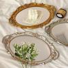 Glass Material Decorative Wall Mirror Oval Shape Cosmetics Storage Tray  Kitchen Decor