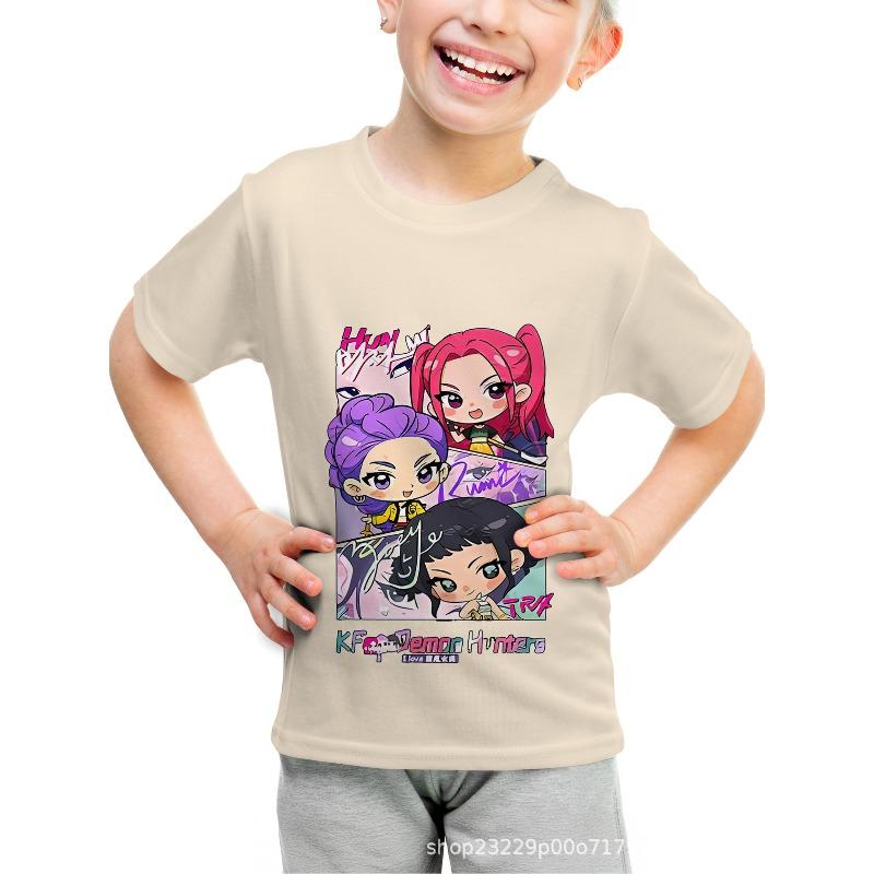Children's casual short-sleeved T-shirt k-pop witch hunter group pattern 3D printed children's short-sleeved T-shirt