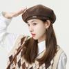 Однотонная шапка-бини в стиле ретро, винтажная шляпа-берет, плоская кепка, фетровые береты, берет-кепка