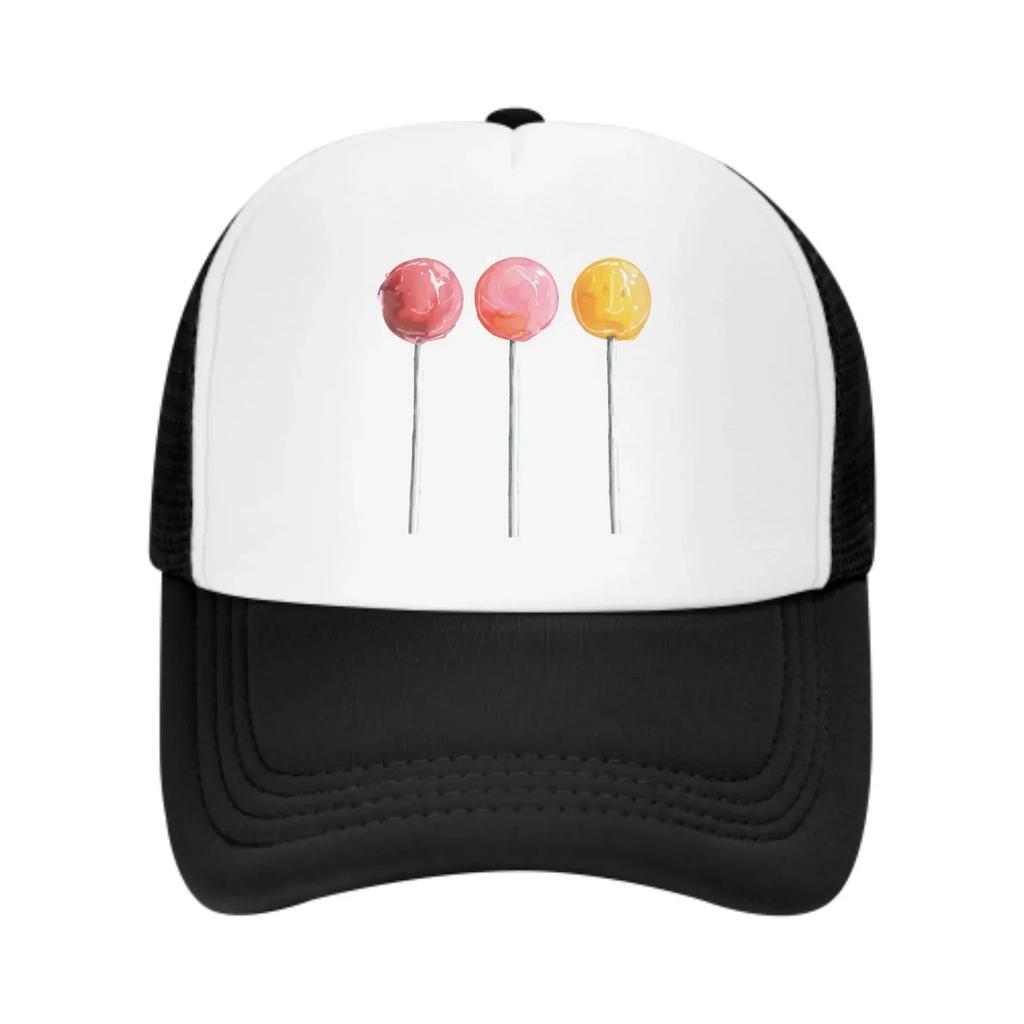 Three Lollipop Baseball Caps Fashion Trucker Hat Unisex Mesh Caps for Women Unisex Outdoor Leisure Travel Neutral Sunshade
