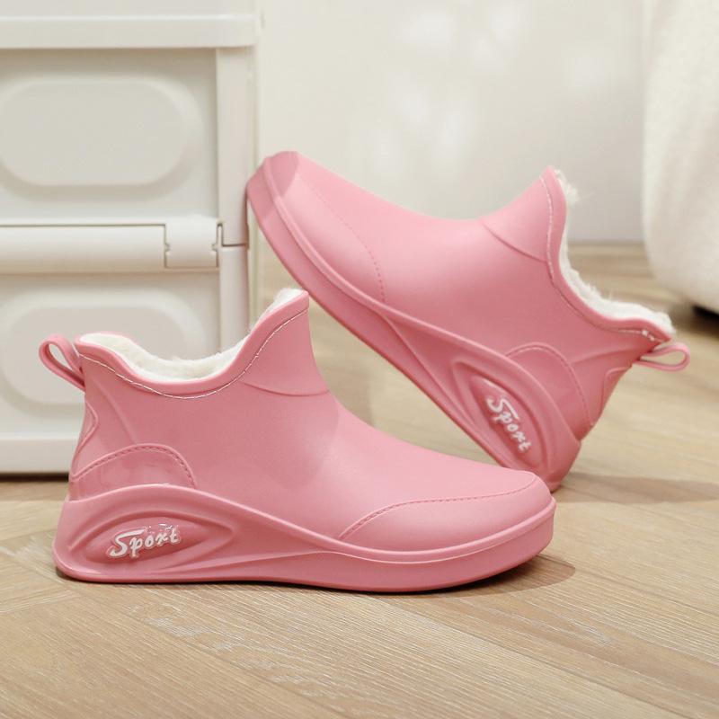 Fashion Women Fashion All-match Rubber Boots New Low Top Rain Shoes Soft Bottom Non Slip Detachable Waterproof Garden Shoes Size 36-40