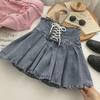2024 Summer Slim A-Line Denim Pleated Skirt for Students