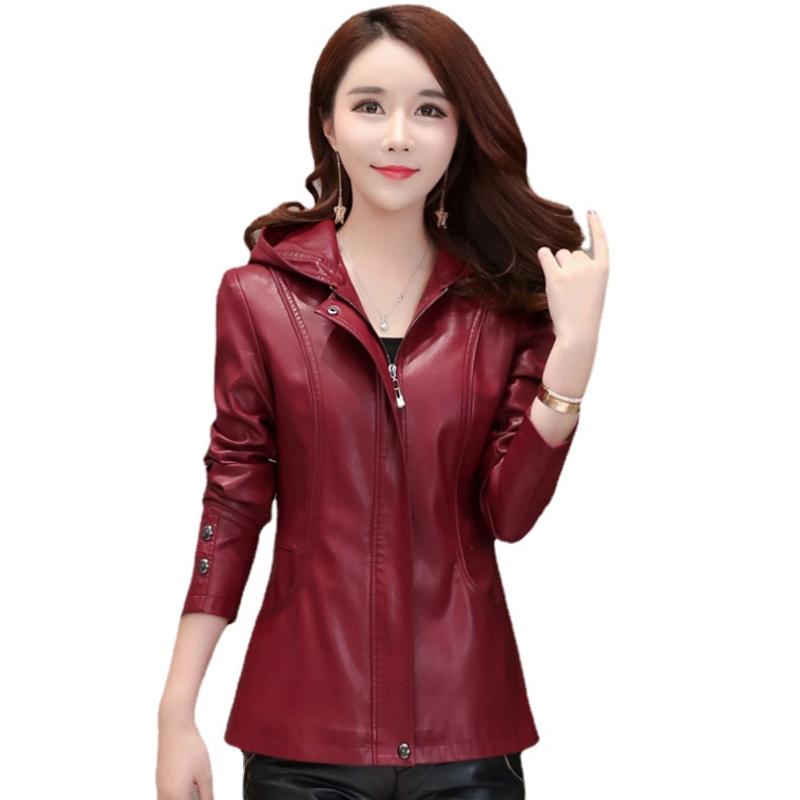 Spring Autumn Genuine Leather Jacket Women Clothes Slim Hooded Real Leather Jacket Ladies Long Sleeves Sheepskin Coats 5XL