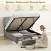 4ft6 Double Size Ottoman Bed Frame, with Front Drawer - Grey