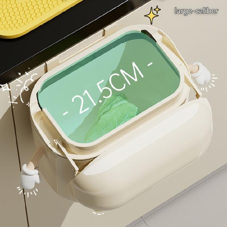 Space Efficient Trash Can for Kitchen Cabinet Door Under Sink Mounted Garbage Holder, Lid Included