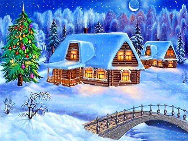 5D Diy Diamond Painting Winter Snow Full Square Round Embroidery Mosaic House Landscape Home Decor