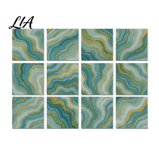 Peel And Stick Marble Tiles 12PCS Imitation Pattern Wall Stickers, Self-Adhesive Waterproof EVA Backsplash Decals for Bathroom Tiles, Scratch