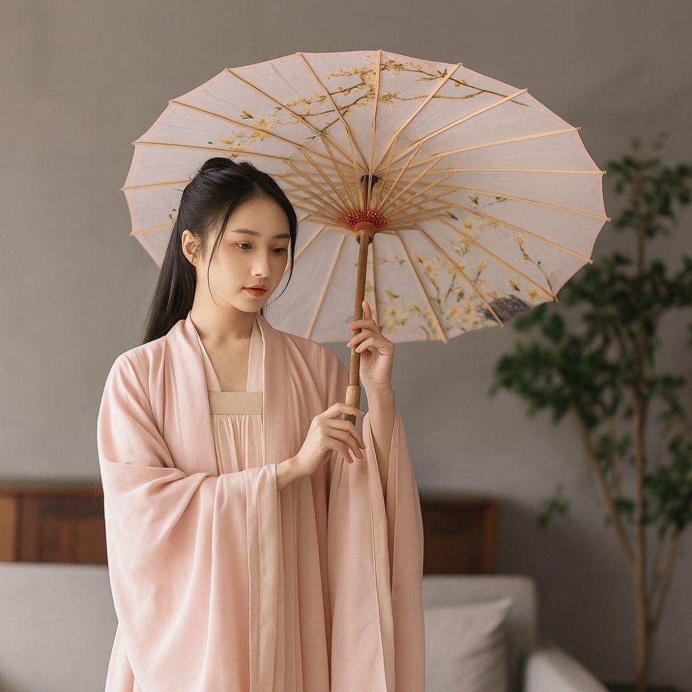 Бамбуковый Масляный Бумажный Зонт Ручной Работы Китайский Стиль Зонт для Ханьфу Классический Солнцезащитный Зонт для Древних Танцев Костюмы