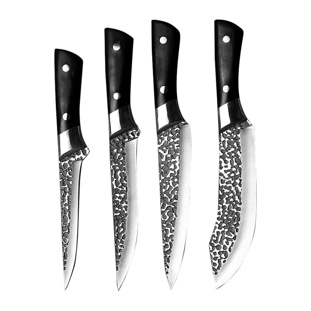 Kitchen Knife Sets, 4pcs Chef Knives Sets Stainless Steel Slaughter Boning Knife Butcher Knife Sharp Slicing Knife Cleaver Set