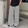 INCERUN Мужские полосатые длинные широкие брюки с эластичной резинкой на талии