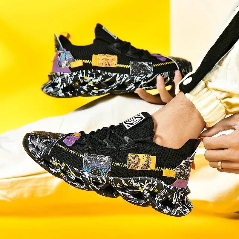 High Quality Shoes Trainers Men Fashion Printed Men's Casual Sneakers Big Size 46 Breathable Blade Shoes Men Zapatillas Hombre