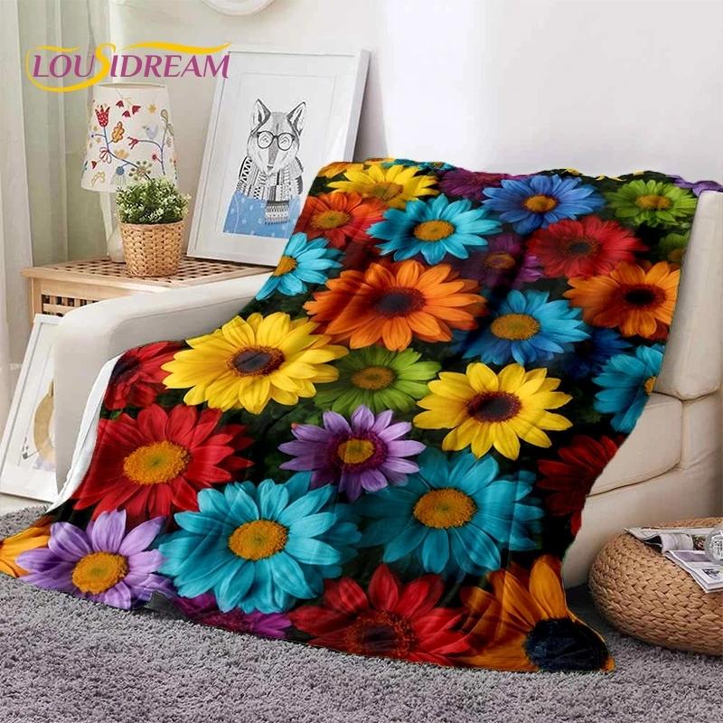 Мягкое фланелевое одеяло Dream Sun Flowers Nordic Daisy для кровати, спальни, дивана, пикника, плед для покрывала, отдыха на свежем воздухе, сна, подарок
