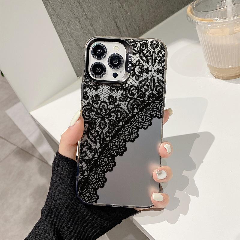 Черное кружево для Apple 15 Новый 14plus Матовый 13 Премиальный защитный чехол 11promax Чехол для телефона