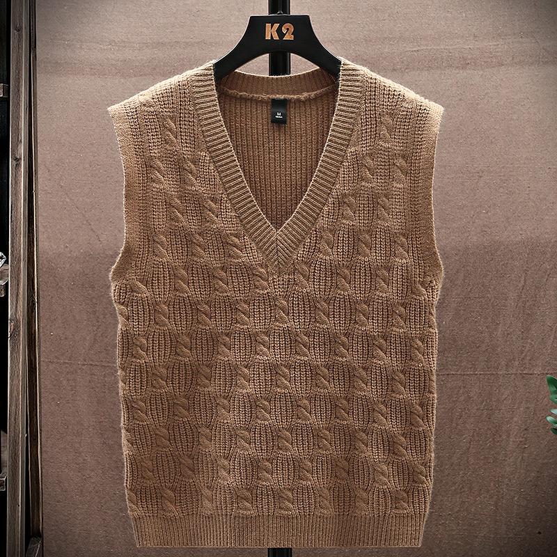 Свитер Майка Мужская жилетка Рубашка с подкладкой Свитер без рукавов Майка Свободный пуловер Вязаный 15 цветов Несколько форм цветов
