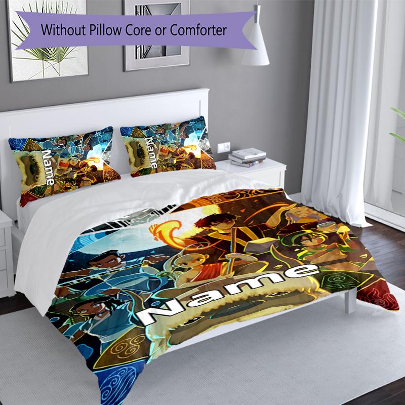 3pcs Custom Name Avatar The Last Airbender Set,Includes 1 Duvet Cover and 2 Pillowcases,All-season Bedroom Decor