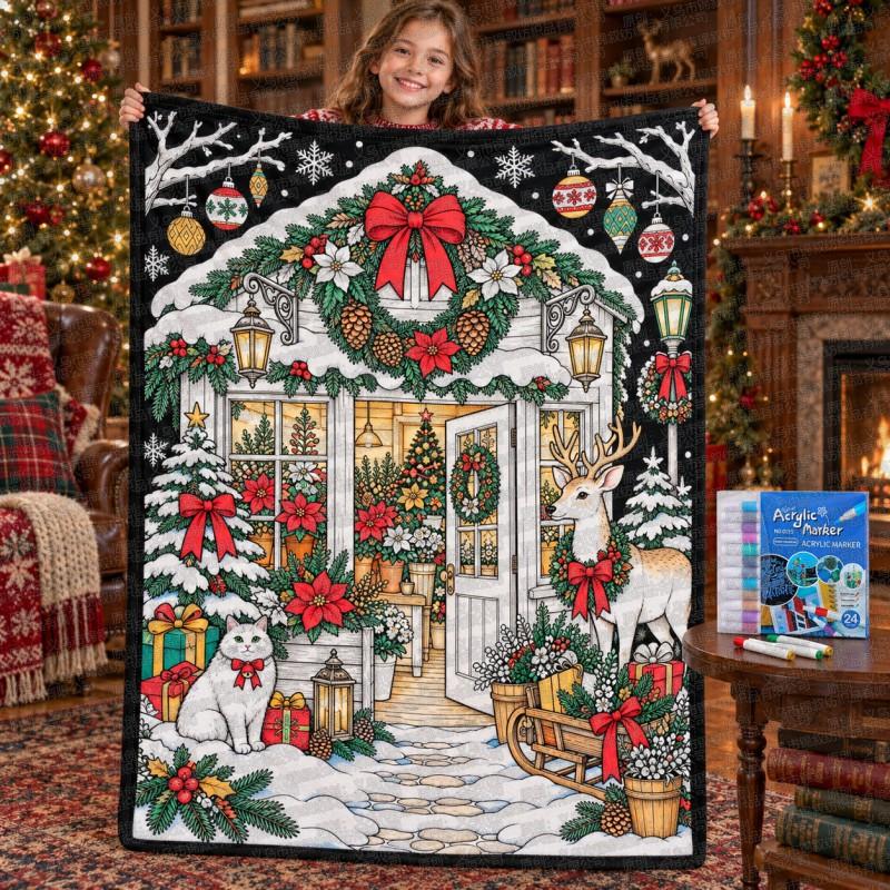 Santa Claus Coloring Flannel Blanket 2026 All Season Office Nap Soft