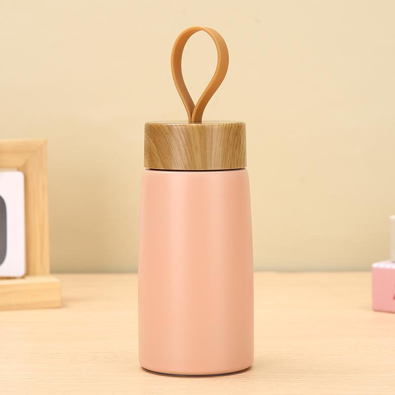 Новая термокружка из нержавеющей стали с крышкой с рисунком под дерево, портативная компактная мини-кружка с креативной ручкой, кофейная кружка