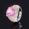 Ювелирное кольцо с рельефным драгоценным камнем, роскошное женское кольцо для ежегодной встречи, высококачественное кольцо с розовым цирконием, подходящее по цвету