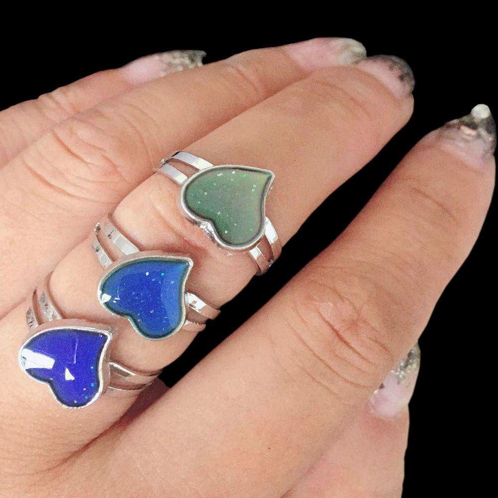 Шикарное волшебное украшение, модное регулируемое кольцо настроения, меняющее цвет от температуры, в форме сердца