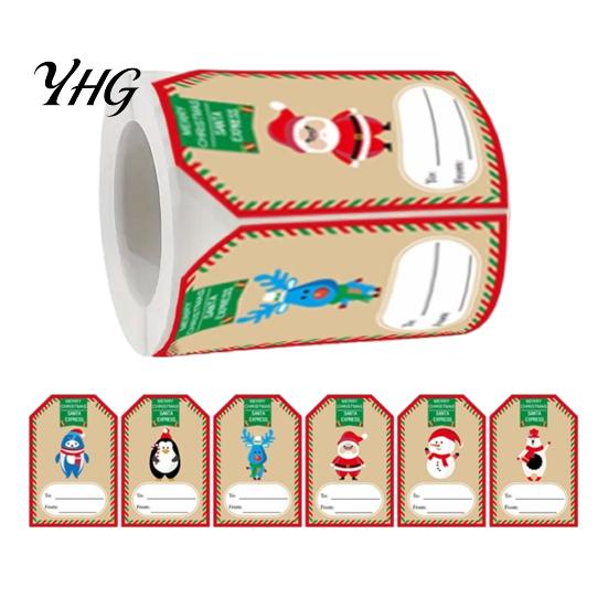 Present Sealing Stickers 250PCS/Roll Christmas Tags, Self Adhesive Labels with Writing Surface, Holiday Envelope Seasonal Packaging for Decorative