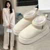 Белые зимние сапоги на толстой подошве женские новые зимние утепленные короткие сапоги-дутики с мехом, короткие хлопковые сапоги, обувь-буханка
