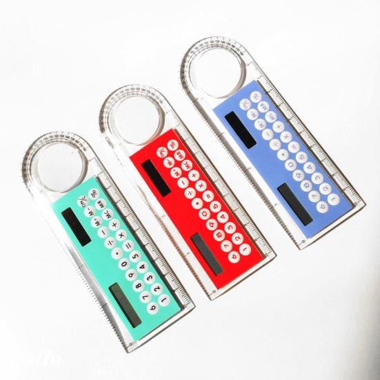 Калькулятор солнечной линейки Многофункциональный большой экран Канцелярские принадлежности 3 в 1 Длина 10 см Солнечная карточная линейка для школы