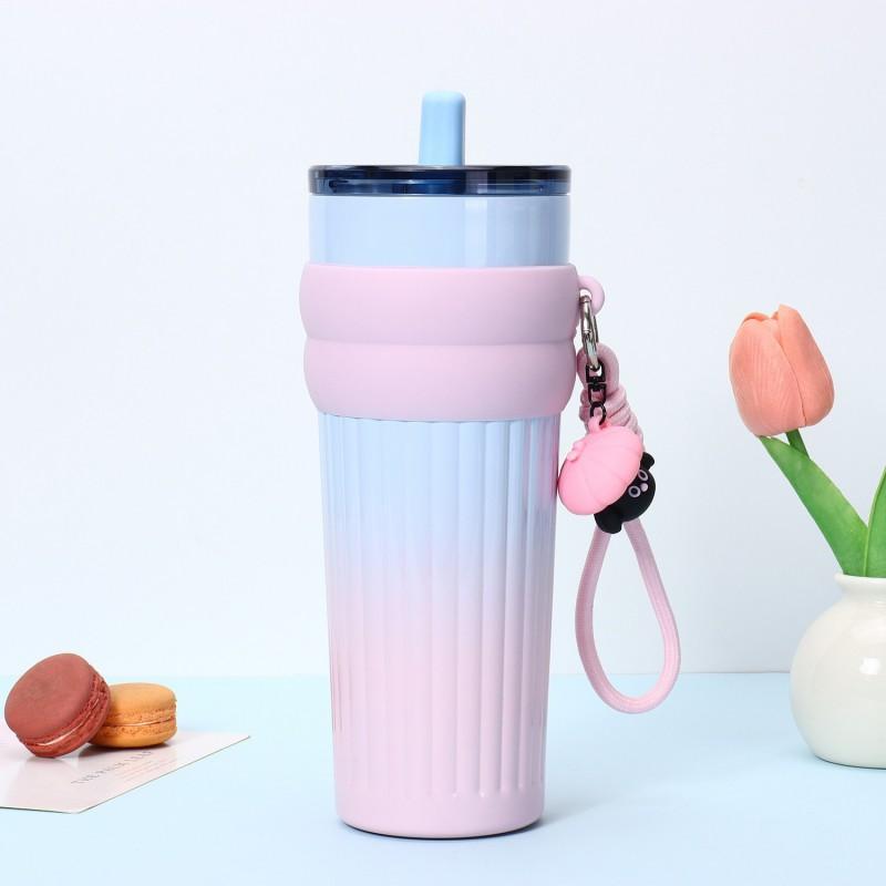 Ceramic Lined Insulated Travel Mug With Straw Lid Tea Infuser 710ml Stainless Steel Vacuum Thermos Office Outdoor Car