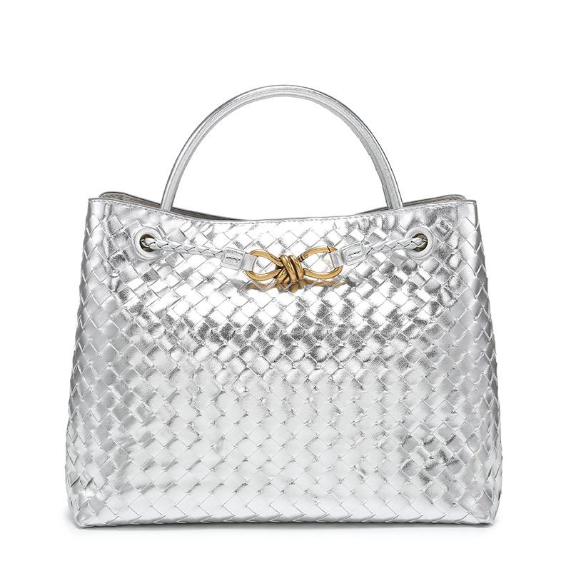 Винтажная плетеная сумка-тоут с металлической пряжкой - Универсальная сумка через плечо и кроссбоди