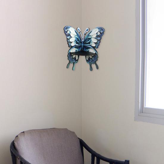 Угловая полка из искусственного хрусталя с бабочкой, деревянная настенная плавающая полка для гостиной, прочная каменная витрина для хранения свечей, украшение