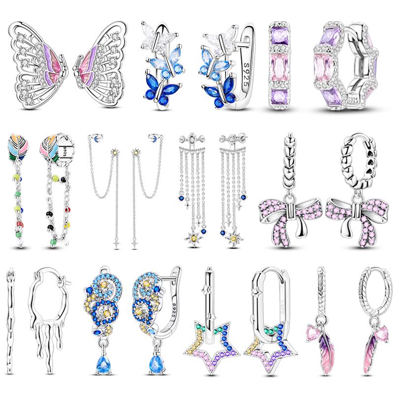 Оригинальные медные серьги-кисточки Женские циркониевые серьги-гвоздики Сверкающие серьги-кольца с паве Ювелирный подарок на годовщину