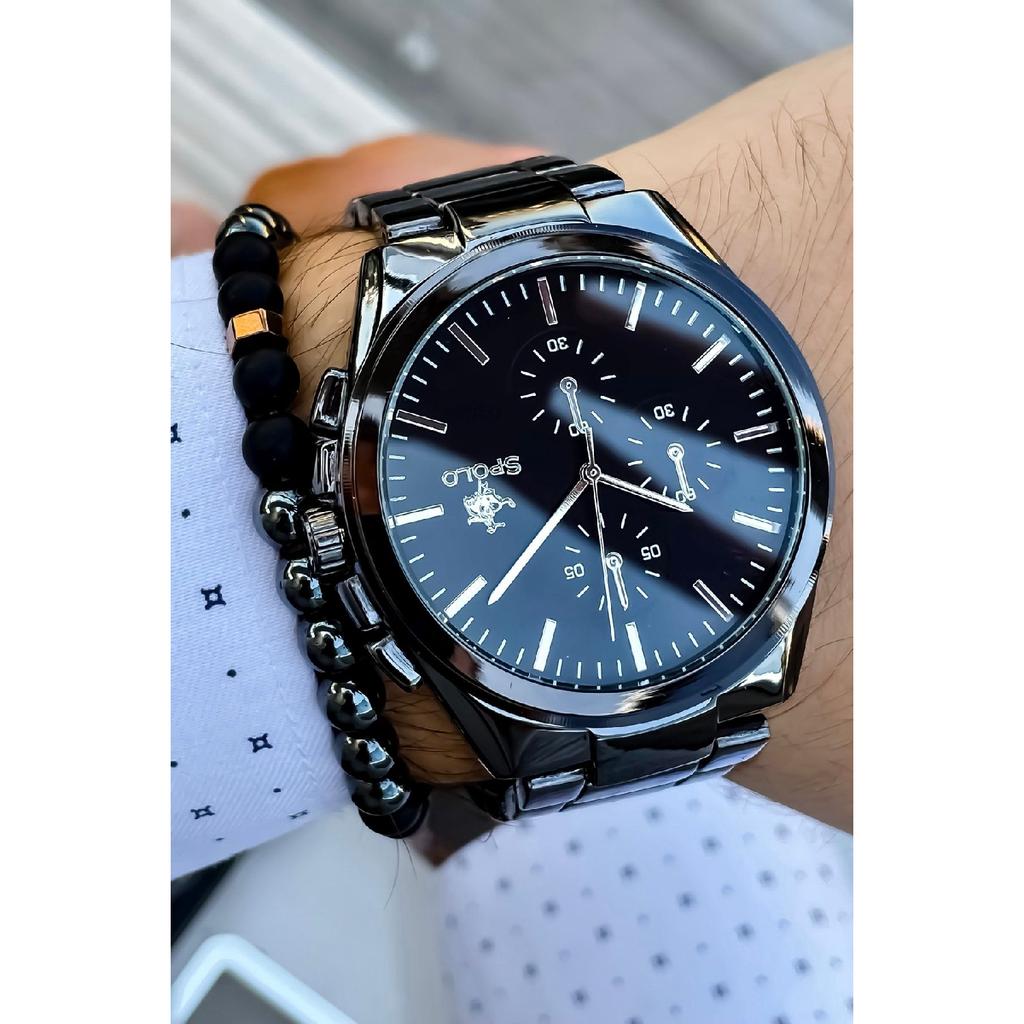 Men's Watch Card Holder Belt Wallet Prayer Beads Bracelet Suit Combination Set Gift For Lovers Engagement Special