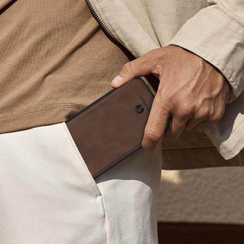 ANNYOJO For iPhone 15 Case Bump Proof PU Leather+PC+TPU Phone Cover